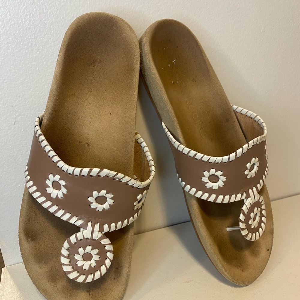 Jack Rogers Comfort Jacks Brown and White Women's Sandals